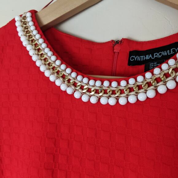 CYNTHIA ROWLEY Bright Red Cocktail Dress Size Medium - Picture 5 of 8